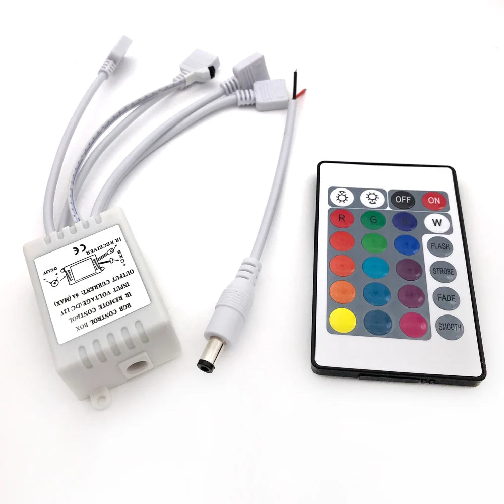 LED Controller RGB Colorful Driver 24-key IR Remote Control 4PIN Output 12V for Light Strip CAR Multicolor LED Light