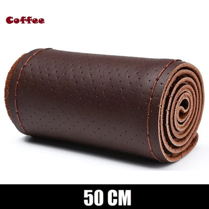 Truck Steering Wheel Cover Genuine Leather 42/45/47/50CM DIY Braid Car Steering Wheel Cover Bus Non-slip Steering-Wheel Cover