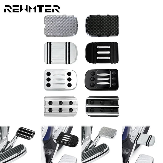 Motorcycle CNC Large Brake Pedal Pad Cover Black/Chrome Footpegs Footrest Pedal For Harley Softail Touring Dyna Road King Glide