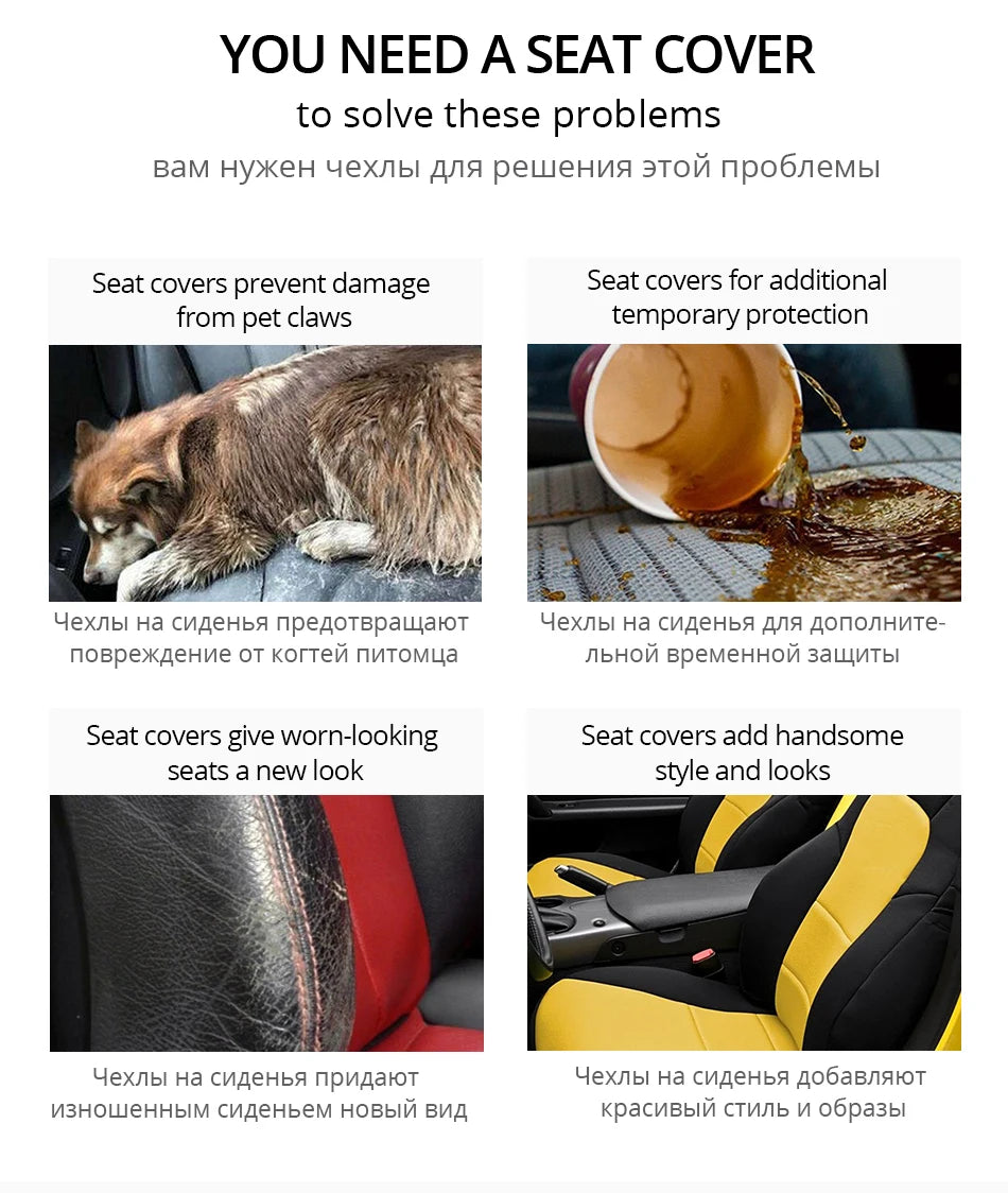 2Pieces Front Car Seat Cover Universal Auto Seat Protector