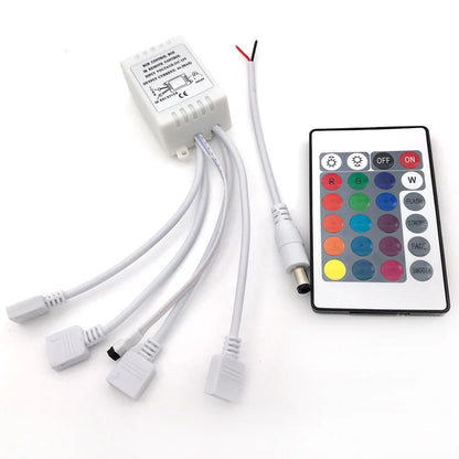 LED Controller RGB Colorful Driver 24-key IR Remote Control 4PIN Output 12V for Light Strip CAR Multicolor LED Light