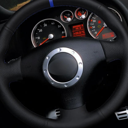 Steering Wheel Cover For Audi A2 8Z A3 8L Sportback A4 B6 Avant A6 C5 A8 D2 TT 8N S3 S4 RS 4 DIY Black PU Microfiber Leather