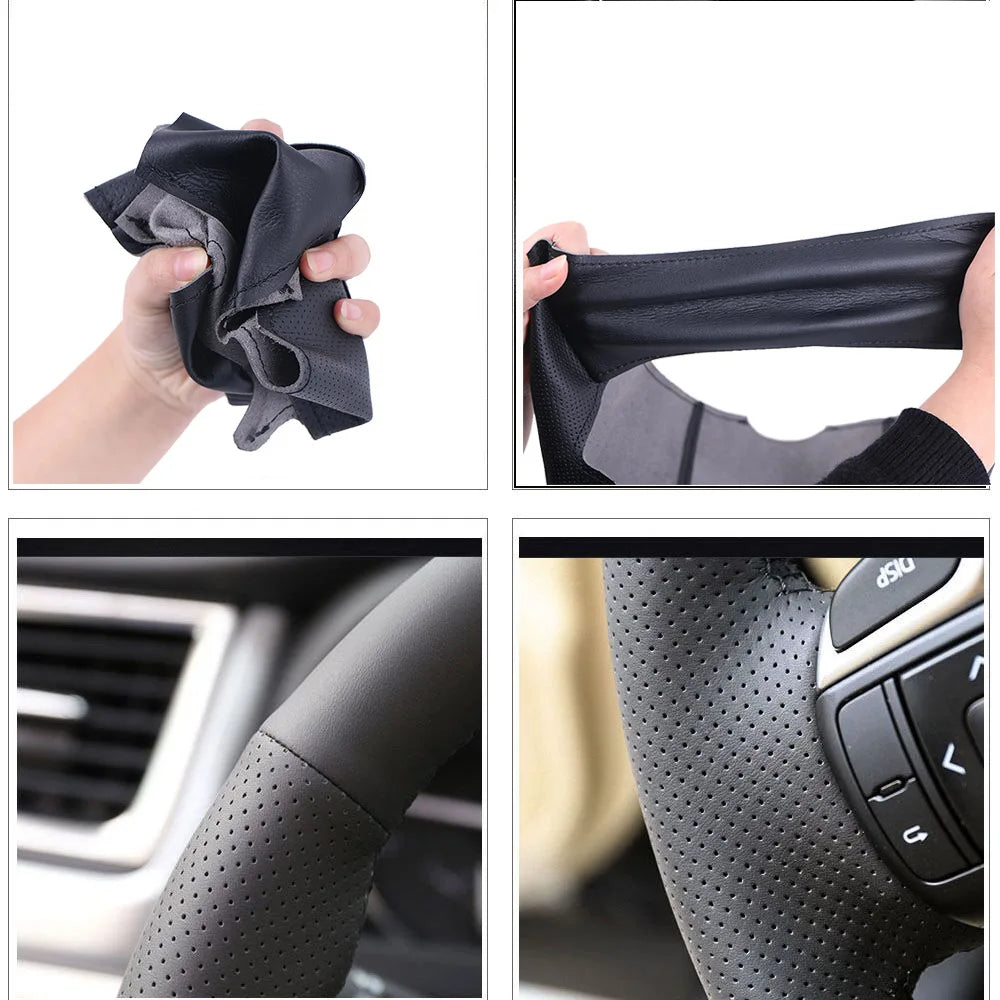 Custom Steering Wheel Cover For Nissan Qashqai J10 X-TRAIL T31 NV200 Rogue 2008-2012 Leather Braid For Steering Wheel DIY Sewing