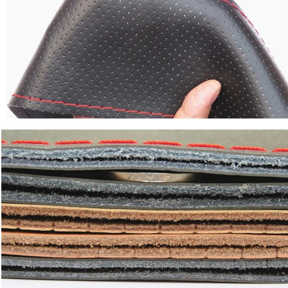 Truck Steering Wheel Cover Genuine Leather 42/45/47/50CM DIY Braid Car Steering Wheel Cover Bus Non-slip Steering-Wheel Cover