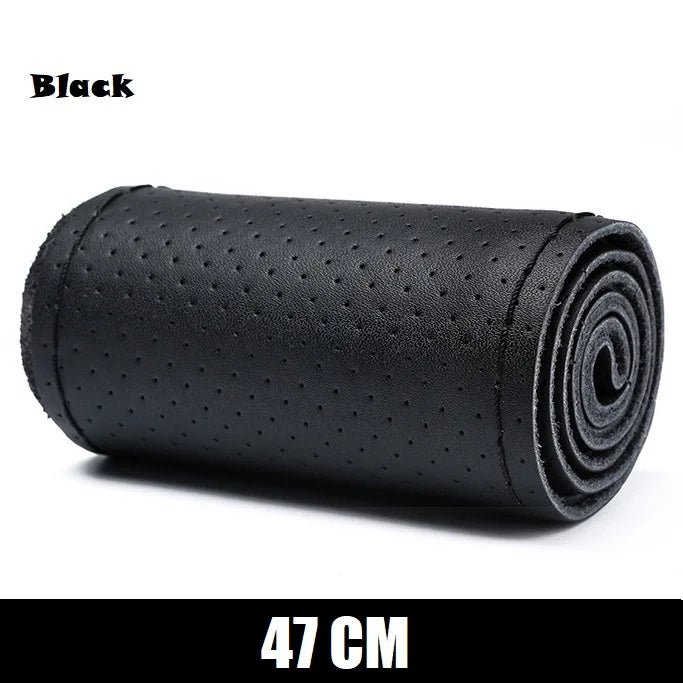 Truck Steering Wheel Cover Genuine Leather 42/45/47/50CM DIY Braid Car Steering Wheel Cover Bus Non-slip Steering-Wheel Cover