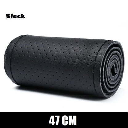 Truck Steering Wheel Cover Genuine Leather 42/45/47/50CM DIY Braid Car Steering Wheel Cover Bus Non-slip Steering-Wheel Cover