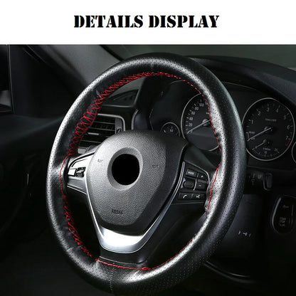 Truck Steering Wheel Cover Genuine Leather 42/45/47/50CM DIY Braid Car Steering Wheel Cover Bus Non-slip Steering-Wheel Cover