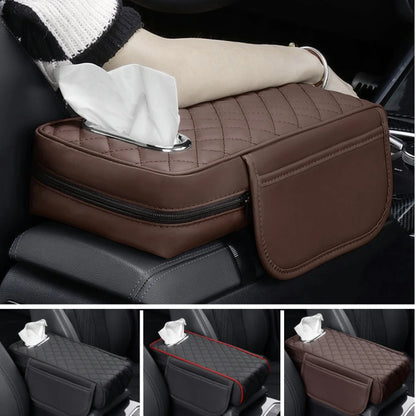 Car Armrest Pad Universal Center Console Elbow Rest Support with Tissue Storage Auto Arm Rest Mat Protection Cushion