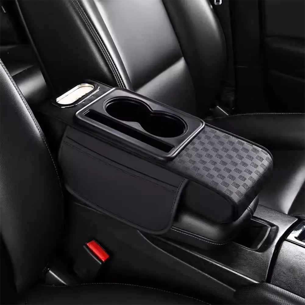 Car Center Console Height Increasing Armrest Cushion Leather Pad Cup Holder Box PU Universal Armrest Tissue with Multifunct Z1K4
