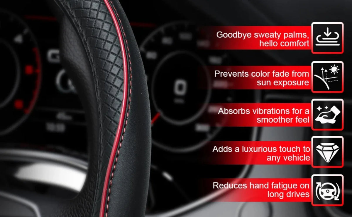 Car Steering Wheel Cover, Anti-Slip, Safety, Soft, Breathable, Heavy Duty, Thick, Full Surround, Sports Style universal use 38cm