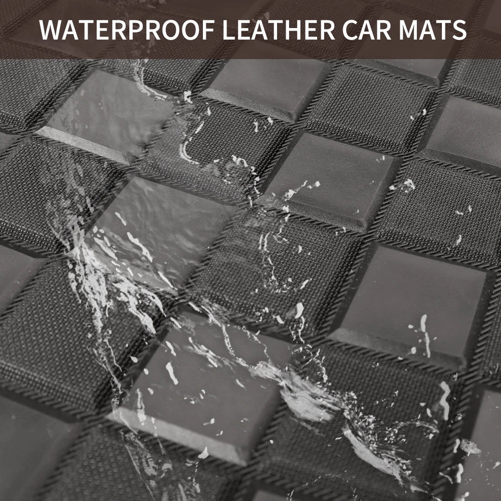 5 Pcs Universal Car Floor Mats Full Set Leather Front & Rear Seat Floor Liners All Weather Non-Slip Carpet Protector
