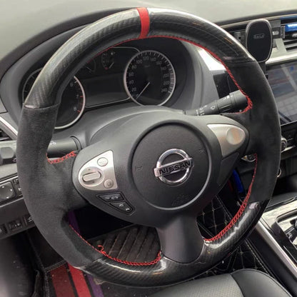 Custom Steering Wheel Cover Suede Carbon Fiber 100% Fit For Infiniti FX FX35 FX37 FX50 QX70 Nissan Juke Maxima 370Z Sentra SV