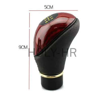 Universal shift knob, 5-speed lever, manual shift knob, car interior made of wood PU leather for cars and trucks