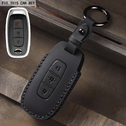 Leather Car Key Case Cover for Nissan Juke 2023 X-trail T33 Qasqhai J12 2022 Ariya Altima Teana2 3 4 5 Buttons