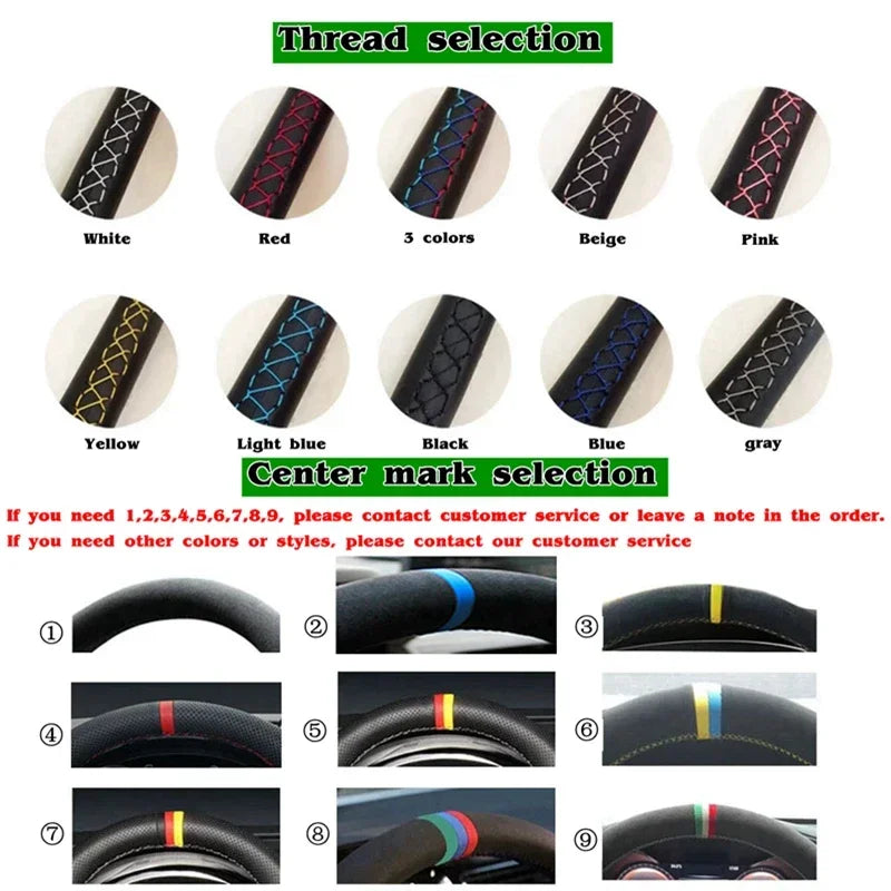 Car Steering Wheel Cover Suede Leather Steering Wrap Cover For Audi A2 8Z A3 8L Sportback A4 B6 Avant A6 C5 A8 D2 TT 8N S3
