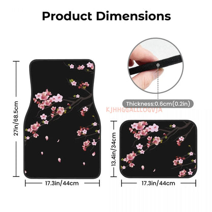 Japanese Sakura Branch 4PCS Crystal Velvet Car Floor Mats Set of Four Anti Fouling Car Mats Carpet Anti Slip Car Floor Mats