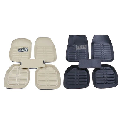 Universal PU Leather Car Floor Mats - 5-Piece Full Set Anti-Slip Vehicle Foot Rugs All-Weather Protection Fits Duster Tool Amagi