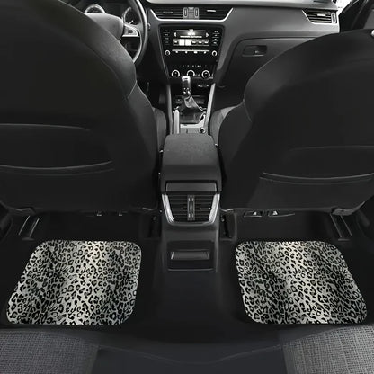 Luxury Leopard Print Car Floor Mats - Universal Fit, Durable Polyester Fiber, Elegant Interior Accessory for Front&Rear Seats