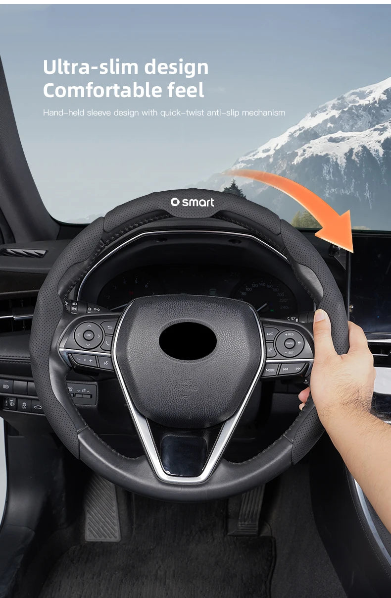 Sporty Steering Wheel Cover Advanced Leather Anti-Slip For Smart EQ Fortwo Forfour 453 451 452 450 454 Roadster Forjeremy