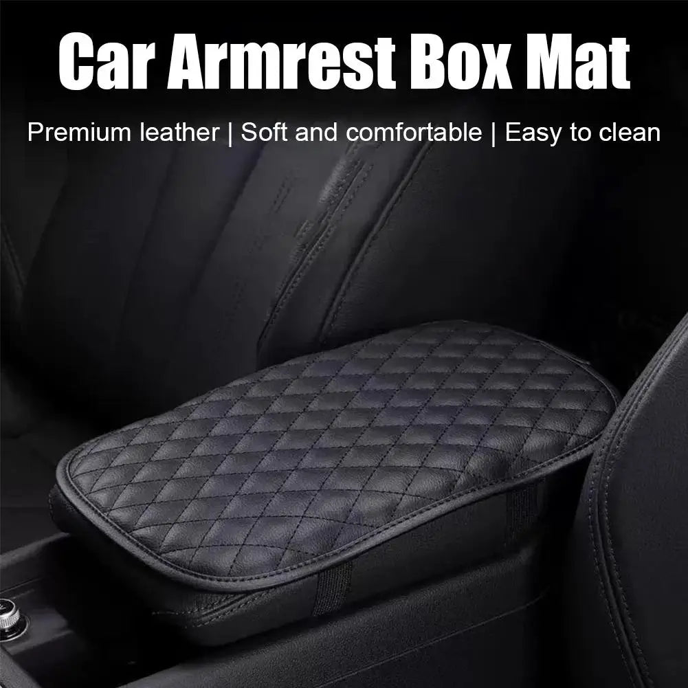 Universal Car Armrest Pad, Center Console Armrest Cover Cushion, PU Leather interior Protective Mat for Most Vehicles Auto Acces