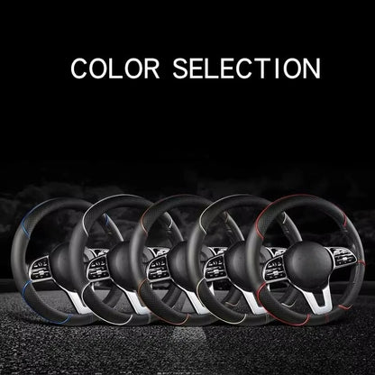 All Seasons Leather Diamond Steering Wheel Cover Universal Fit for 14 .5-15 Inch Durable Leather Cover Anti-Slip Veins Design