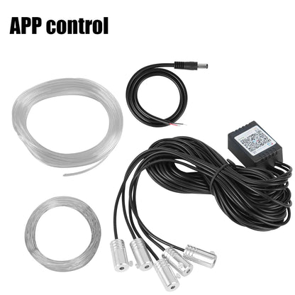 12V 6m LED Strips RGB Car Interior Light Ambient Lamp Decorative Fiber Optic 5 Lens Smart Control Caravan Automotive Accessories