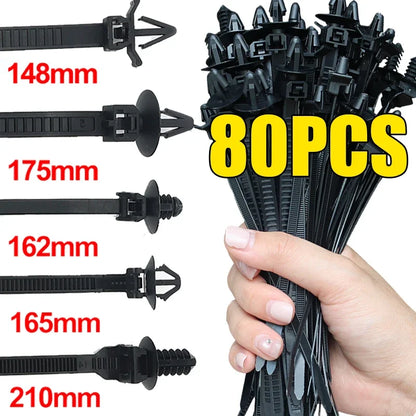 Nylon Push Clip Zip Tie Fastener Universal Car Bumper Fender Retainer Self Locking Nylon Strap Body Trim Repair Accessories