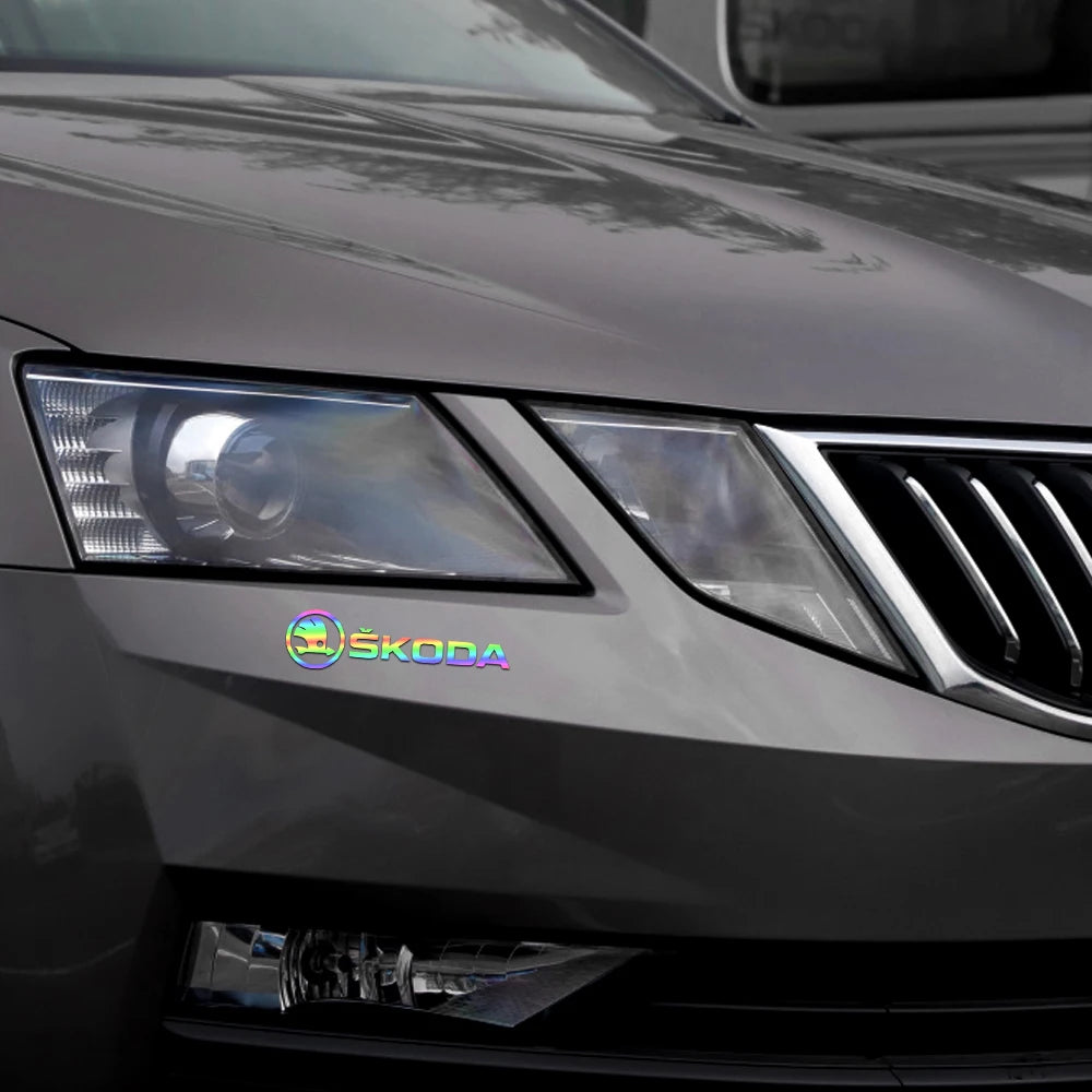 4PCS Car Emblem Exterior Sticker Decal Decoration For Skoda Octavia Rapid Fabia Superb Kodiaq Scala Karoq Kamiq VRS Yeti S VII