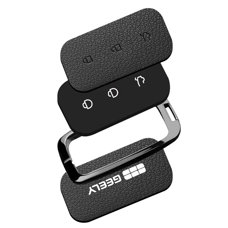 For Geely EX5 Metal Leather Car Key Case Full Cover Shell For Geely EX5 EM-i / ‌Starray EM-i / Galaxy L6/L7/E8/M9
