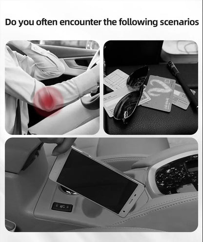Height Adjustable Car Center Console Gap Storage Organizer with Liftable Tray Elbow Support Armrest Pad for SUV Sedan