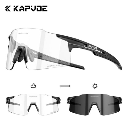 Kapvoe 2026 Photochromic Cycling Sunglasses Rimless Men Running Outdoor Sports Bike Glasses MTB Glasses Eyewear Bicycle Goggles