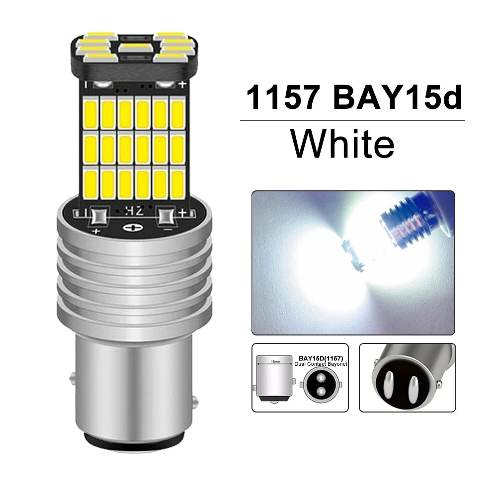 2/4/8 PCS Super Bright 1156 BA15S 1157 BAY15D LED Bulbs 12V 4014-45SMD 6500K White Car Reverse Parking Brake Turn Signal Lights