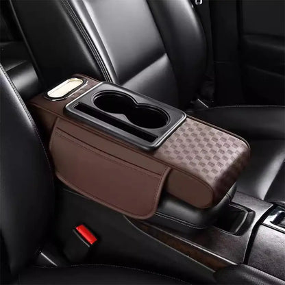 Car Center Console Height Increasing Armrest Cushion Holder with Pad PU Armrest Universal Tissue Box Multifunctional Cup Le V2Y7