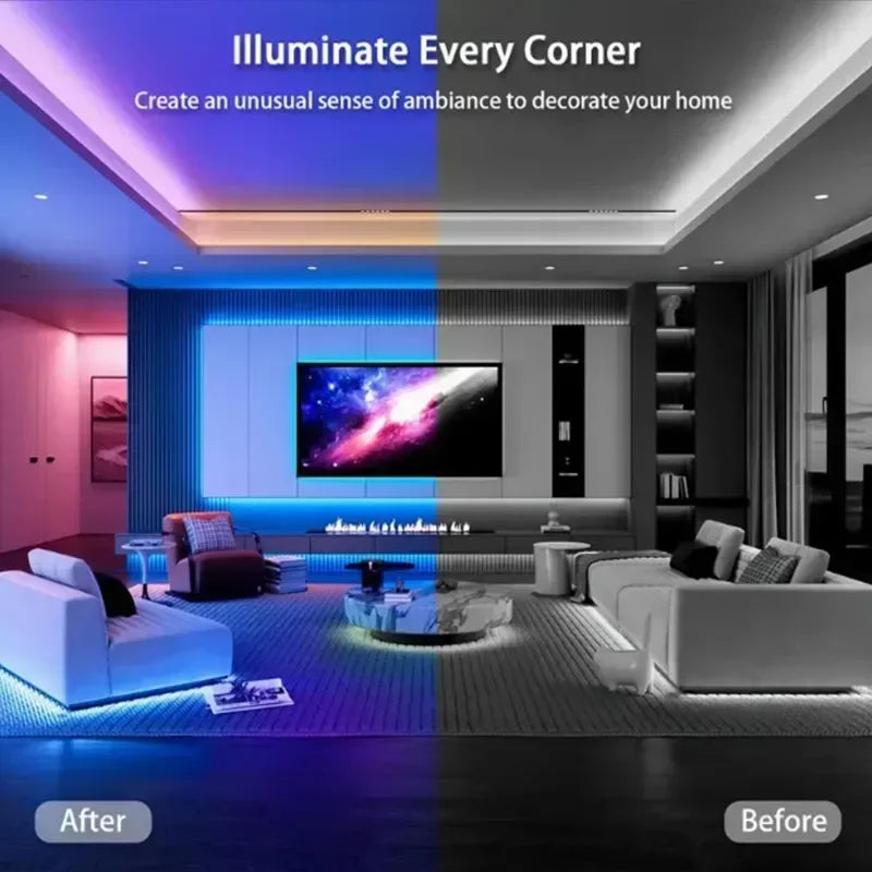 RGB Flexible LED Strip Lights USB Neon Rope Lights Remote App Control Music Sync Color Change Gaming Room Party Decor DIY Design