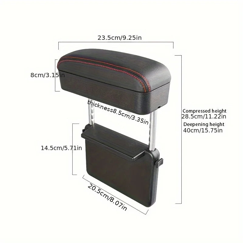 Car Armrest Box Elbow Rest Pad Arm Rest Extender Universal Console Storage Organizer Adjustable Height Elbow Support