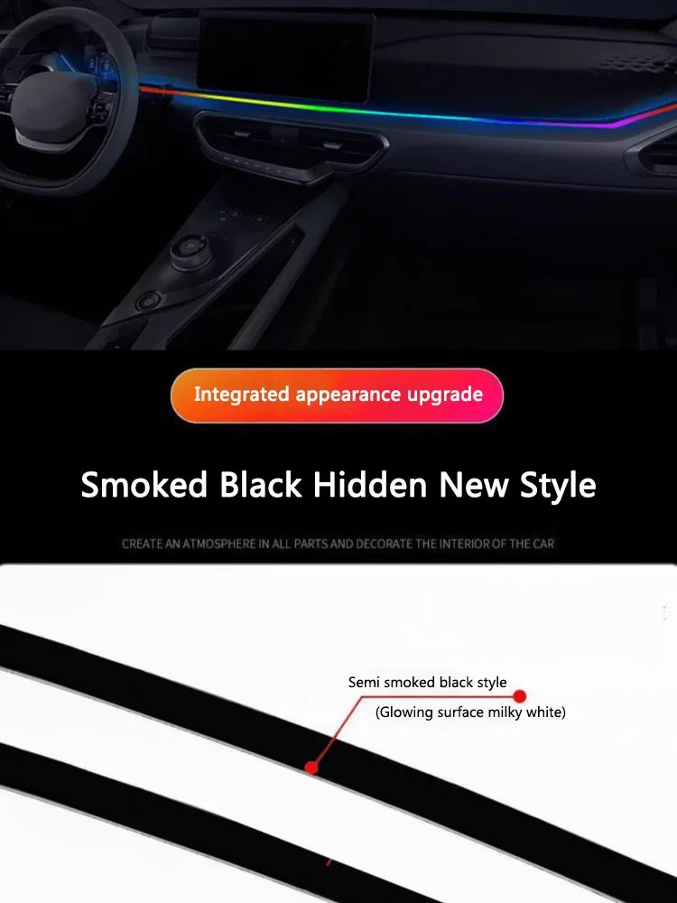 Colorful LED Car Interior Hidden App Remote Control Atmosphere Lamp USB Car Ambient Light Acrylic Strips Dashboard Lights RGB