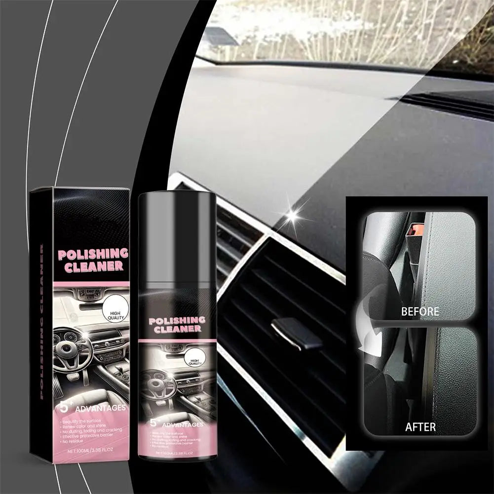 100ml Car Interior Polishing Cleaner Spray, Dashboard & Leather Restorer, UV Protection  Conditioner for Plastic, Vinyl & Rubber