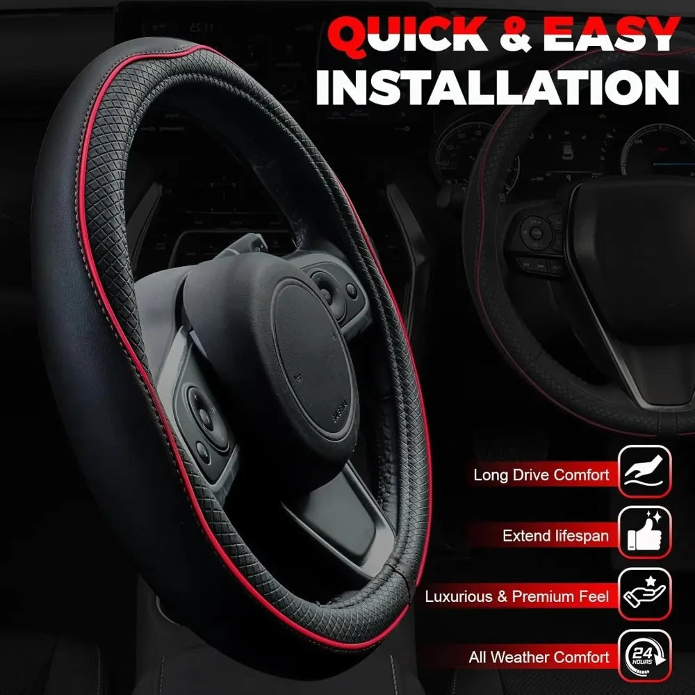 Car Steering Wheel Cover, Anti-Slip, Safety, Soft, Breathable, Heavy Duty, Thick, Full Surround, Sports Style universal use 38cm