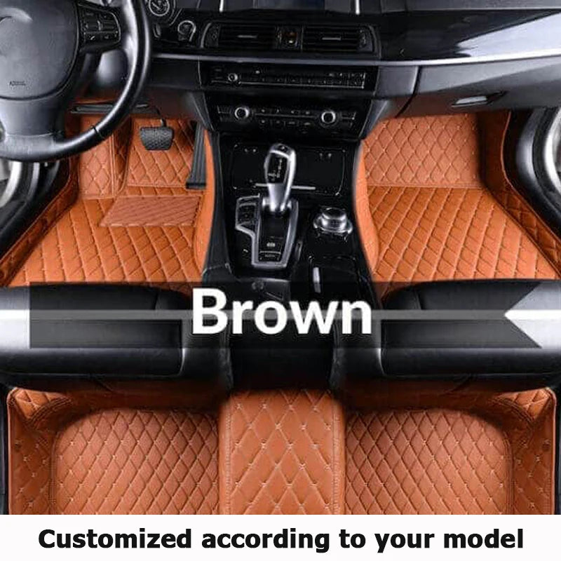 Car Mats Floor For Peugeot 5008 P87 2017~2023 7seat Luxury Leather Mat Car Floor Mats Universal Waterproof Cocho Car Accessories