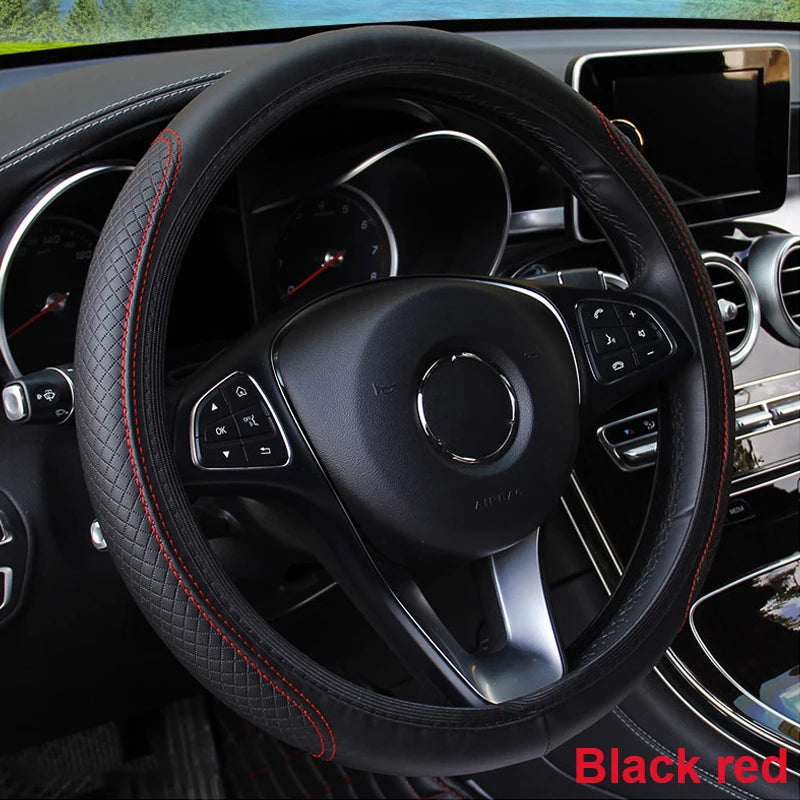 SEAMETAL 37-39CM Steering Wheel Cover Anti Slip Breathable Steering Cover Universal Microfiber Leather Steer Wheel Protector