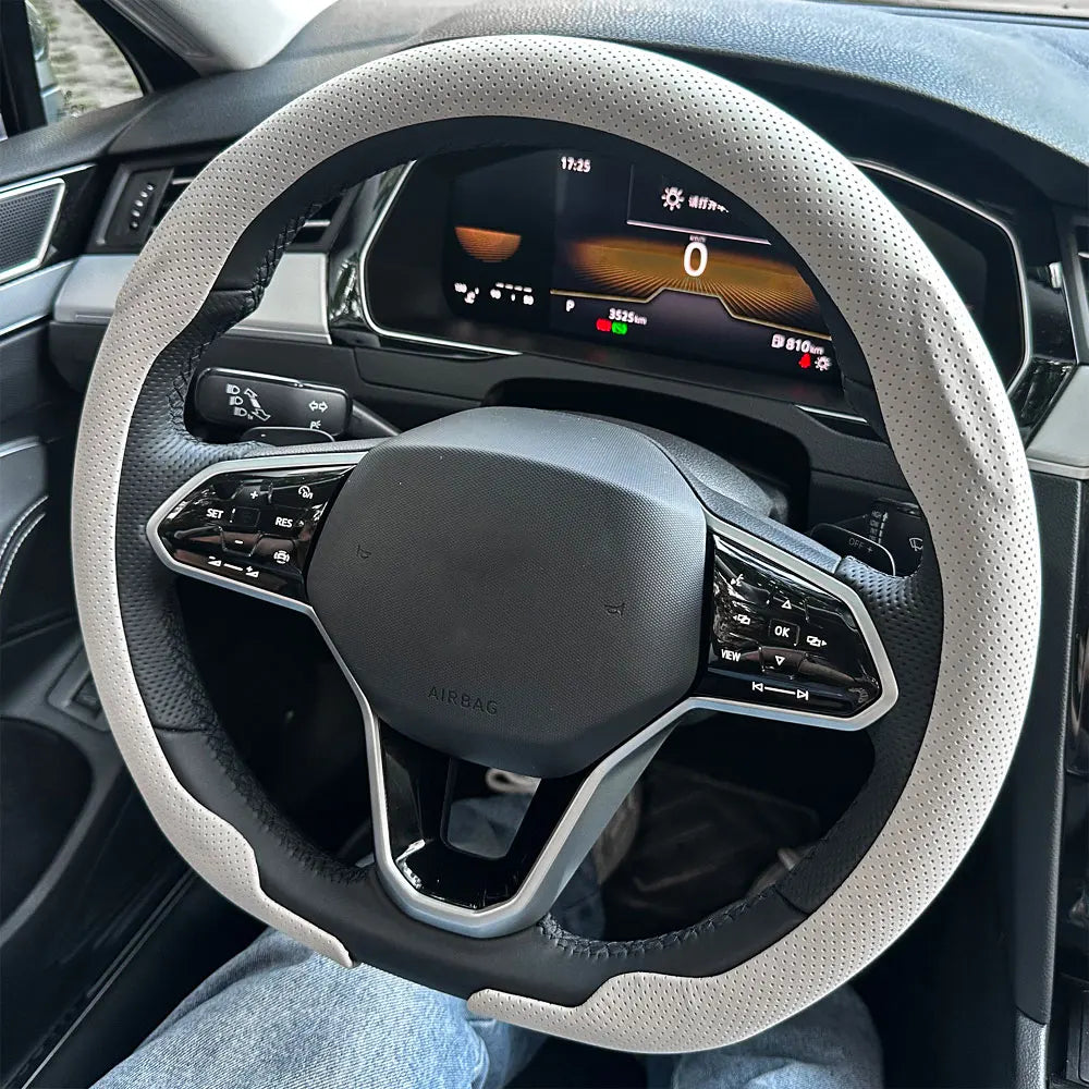 Leather D cut Auto Steering Wheel Cover Ultra-Thin Breathable Non-Slip D Shape Sport Car Steering Wheel Protector Accessories