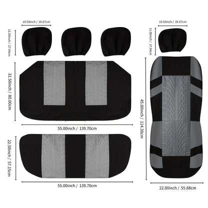 Car Seat Covers Full Set Front Split Rear Bench For Car Universal Cloth SUV Sedan Van Automotive Interior Covers