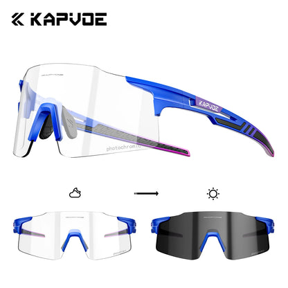 Kapvoe 2026 Photochromic Cycling Sunglasses Rimless Men Running Outdoor Sports Bike Glasses MTB Glasses Eyewear Bicycle Goggles