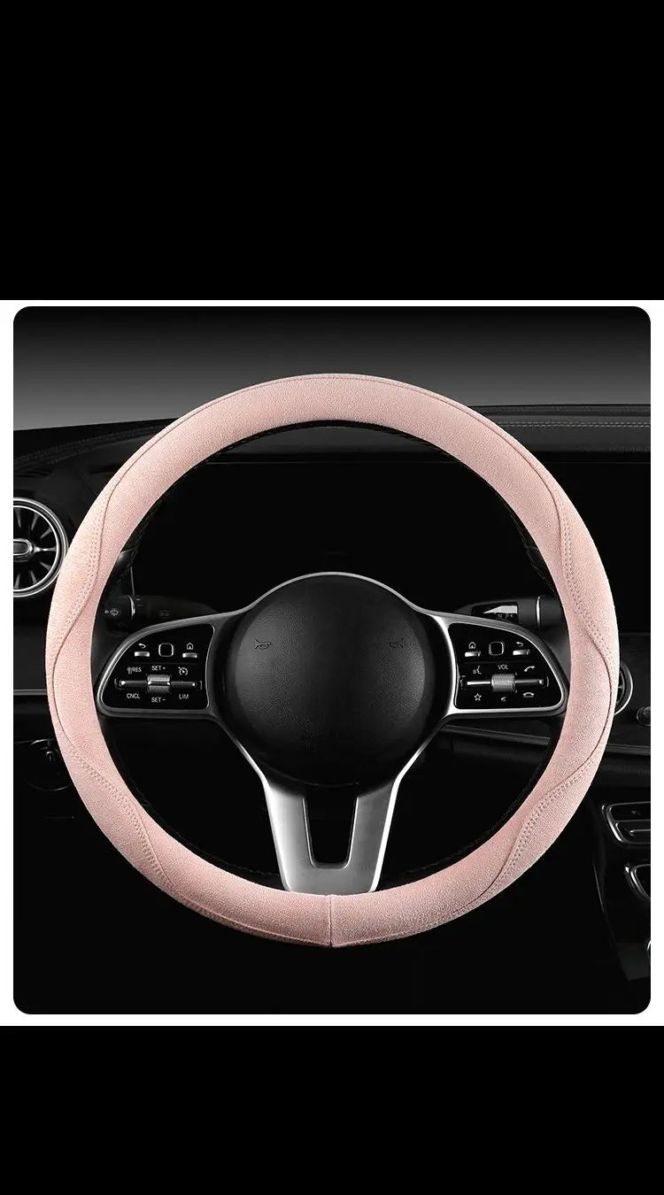 Steering Wheel Cover, Colorful Thread Suede, New Style, Sweat-Absorbent, Non-Slip, Wear-Resistant, Suitable for All Seasons
