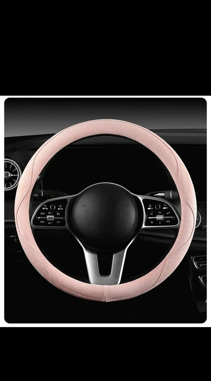 Steering Wheel Cover, Colorful Thread Suede, New Style, Sweat-Absorbent, Non-Slip, Wear-Resistant, Suitable for All Seasons