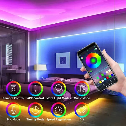 RGB Flexible LED Strip Lights USB Neon Rope Lights Remote App Control Music Sync Color Change Gaming Room Party Decor DIY Design