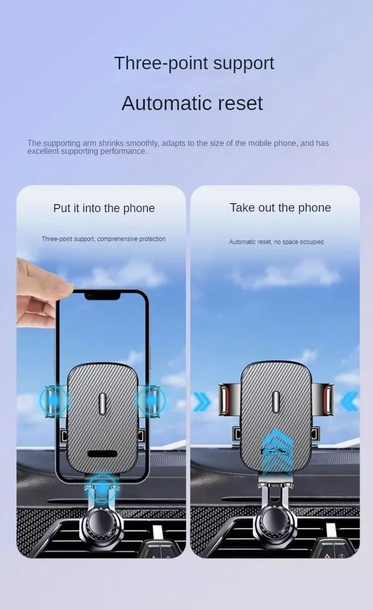 Car Phone Holder New Universal Phone Holder with Hook Clip, Automatic Locking Without Blocking Air Outlet, Car Ventilation