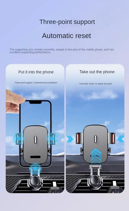 Car Phone Holder New Universal Phone Holder with Hook Clip, Automatic Locking Without Blocking Air Outlet, Car Ventilation