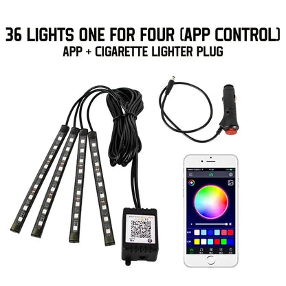 RGB Car Underglow Strip Lights with App Control Waterproof Strip Lights for Cart Boat Decoration LED Exterior Lights Strip DC12V
