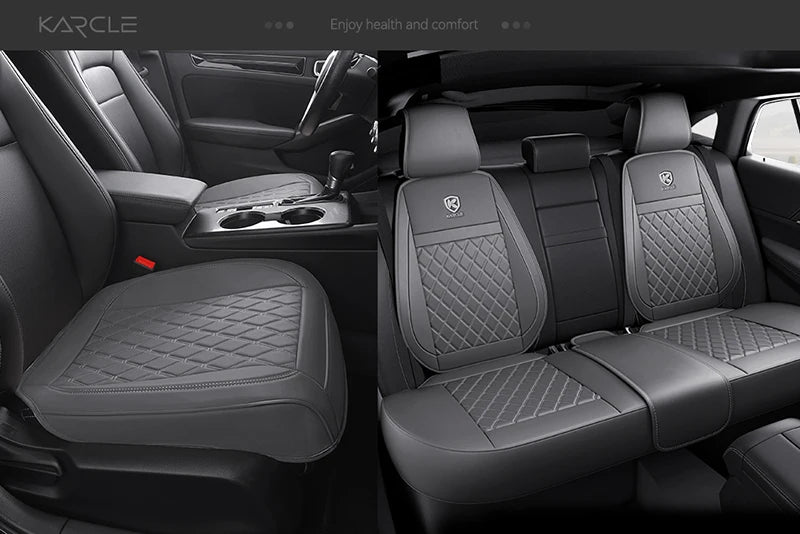 Karcle Nappa Leather Car Seat Cover Surround Bottom Car Seat Cover Full Set Durable Car Seat Protection Cushion Car Accessories